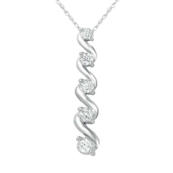 Natural 0.50 CTW Diamond Necklace 14K White Gold - REF-73H8W