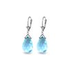 Genuine 10.20 ctw Blue Topaz Earrings 14KT White Gold - REF-28Z9N