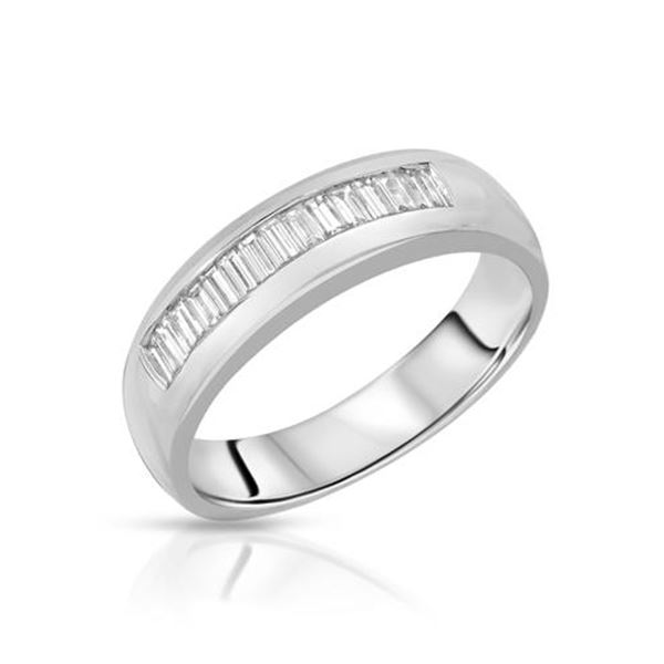 Natural 0.52 CTW Baguette Band Ring W=5MM 14K Gold - REF-108R9K