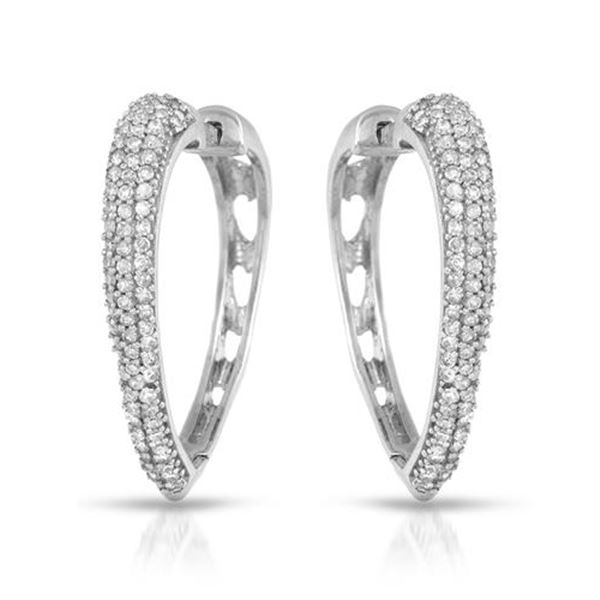 Natural 0.55 CTW Diamond Earrings 14K White Gold - REF-62Y3N