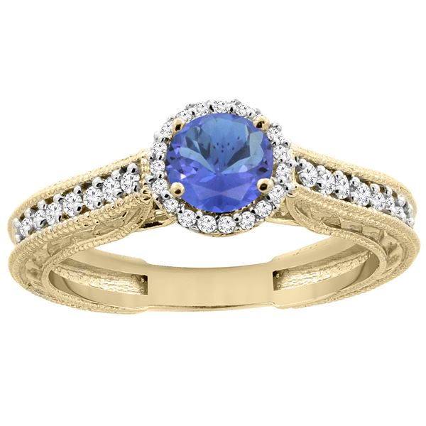 1.08 CTW Tanzanite & Diamond Ring 14K Yellow Gold - REF-63V4R