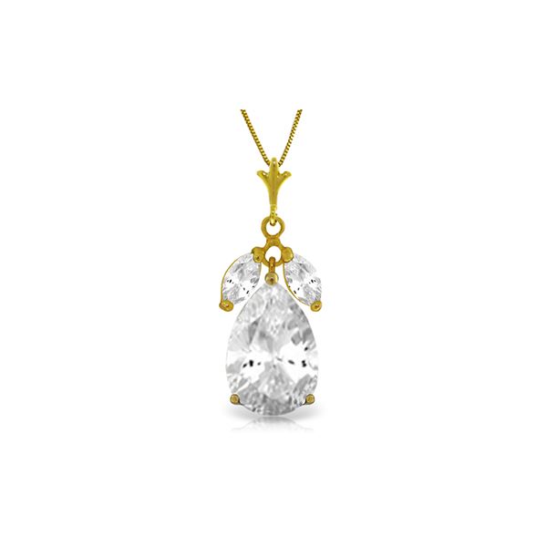 Genuine 6.5 ctw White Topaz Necklace 14KT Yellow Gold - REF-38W2Y