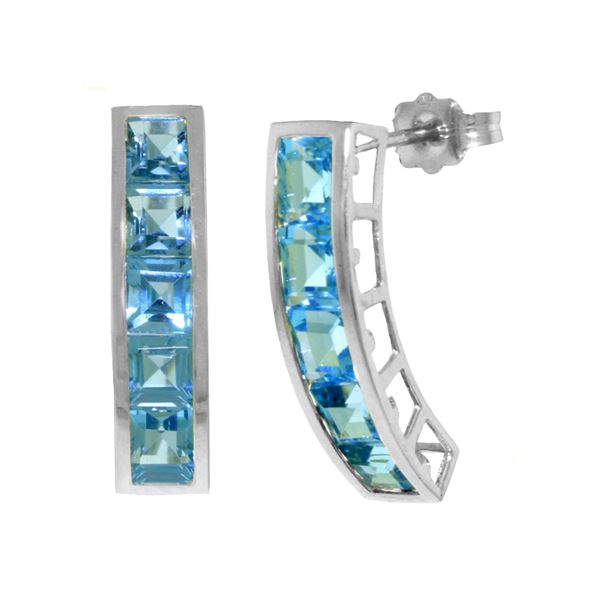Genuine 4.5 ctw Blue Topaz Earrings 14KT White Gold - REF-38P5H