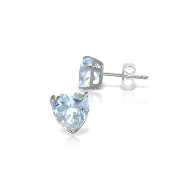 Genuine 3.25 ctw Aquamarine Earrings 14KT White Gold - REF-28X5M