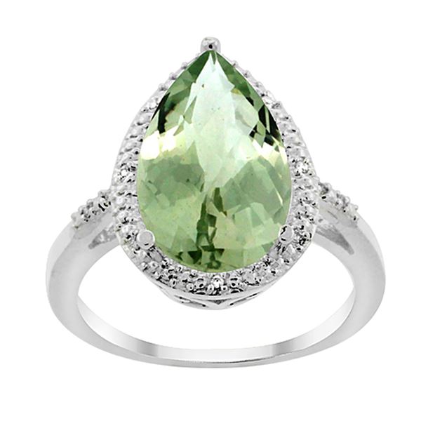 5.55 CTW Amethyst & Diamond Ring 14K White Gold - REF-44M9A