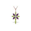 Genuine 2.0 ctw Peridot, Amethyst & Diamond Necklace 14KT Rose Gold - REF-47R4P