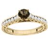 0.86 CTW Quartz & Diamond Ring 14K Yellow Gold - REF-62M4K