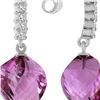 Genuine 21.65 ctw Amethyst & Diamond Earrings 14KT White Gold - REF-56N3R