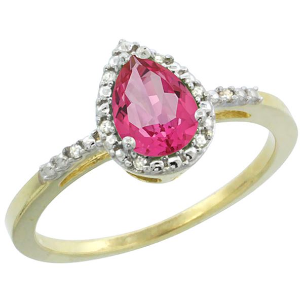 1.55 CTW Pink Topaz & Diamond Ring 10K Yellow Gold - REF-20M7K