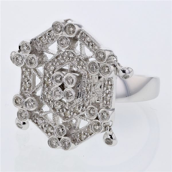 Natural 0.89 CTW Diamond Ring 14K White Gold - REF-133X2T