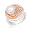 Image 1 : Natural 0.74 CTW Pearl & Diamond Ring 14K Two Tone Rose Gold - REF-108H2W