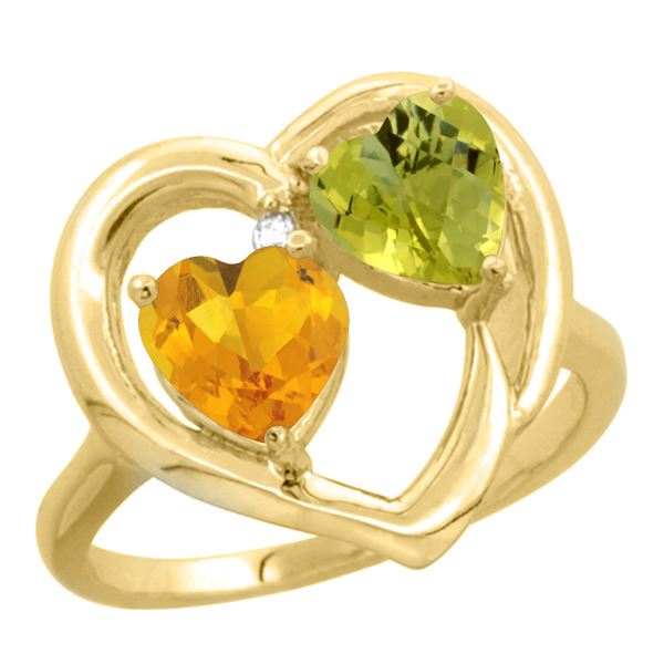 2.61 CTW Diamond, Citrine & Lemon Quartz Ring 14K Yellow Gold - REF-33X5M