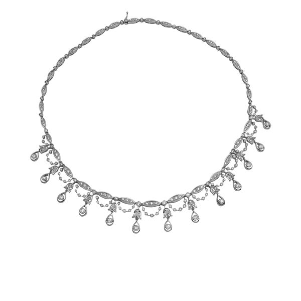 Natural 4.43 CTW Diamond Necklace 18K White Gold - REF-656X3T