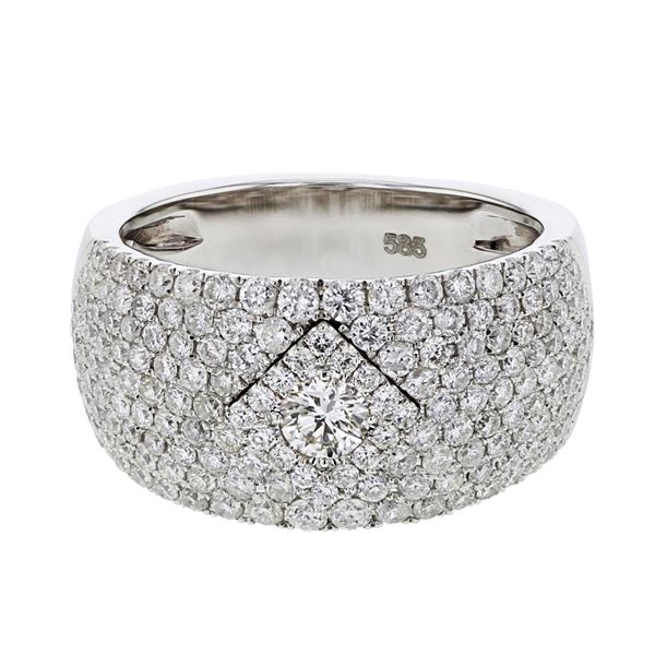 Natural 1.65 CTW Diamond Ring 14K White Gold - REF-239Y4N