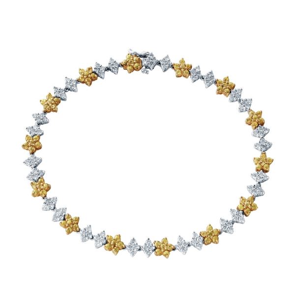 Natural 3.31 CTW Yellow Sapphire & Diamond Bracelet 14K Two Tone Yellow Gold - REF-133Y2N