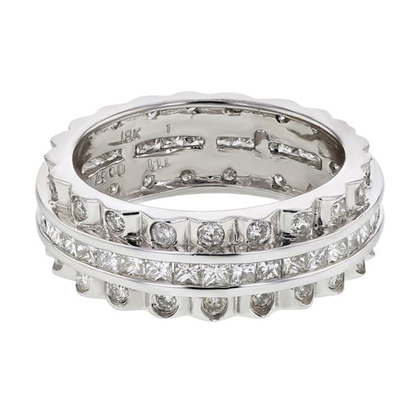 Natural 1.73 CTW Princess Diamond Ring W=7MM 14K Gold - REF-208H8W