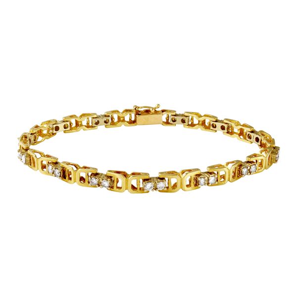 Natural 1.04 CTW Diamond & Bracelet 14K Yellow Gold - REF-152H3W