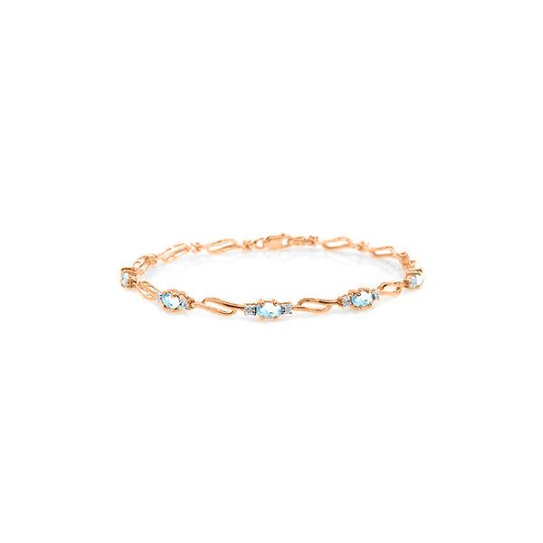 Genuine 3.39 ctw Aquamarine & Diamond Bracelet 14KT Rose Gold - REF-102T8A