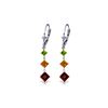 Image 1 : Genuine 4.8 ctw Garnet, Citrine & Peridot Earrings 14KT White Gold - REF-49Y3F