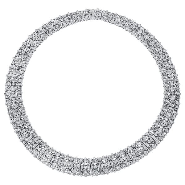 Natural 5.18 CTW Diamond Necklace 18K White Gold - REF-1408M5F