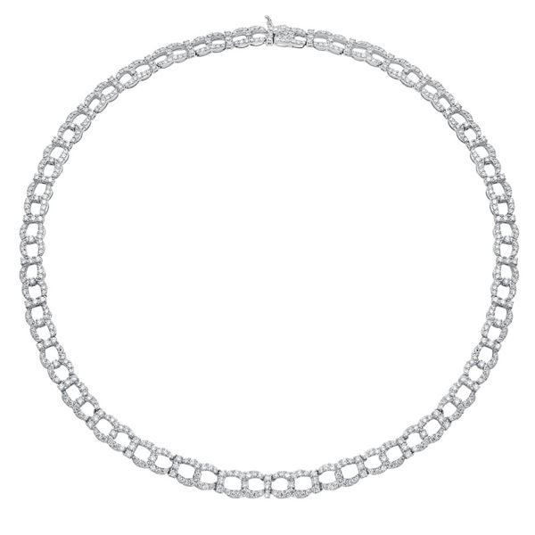 Natural 10.94 CTW Diamond Necklace 14K White Gold - REF-824M4F