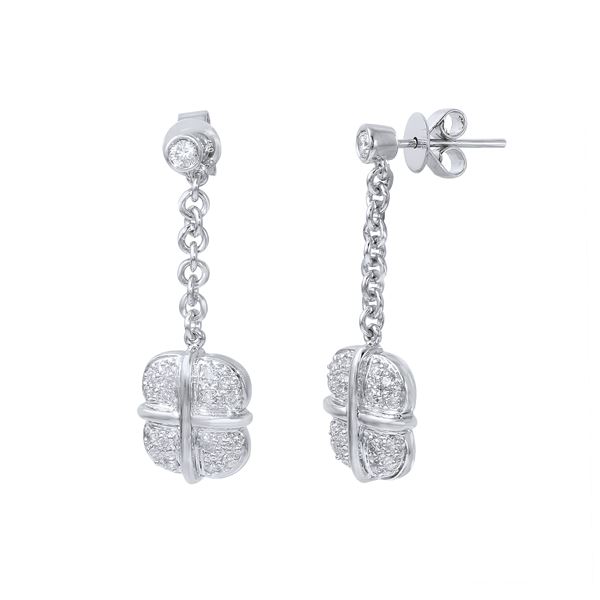 Natural 0.50 CTW Diamond Earrings 14K White Gold - REF-74X7T