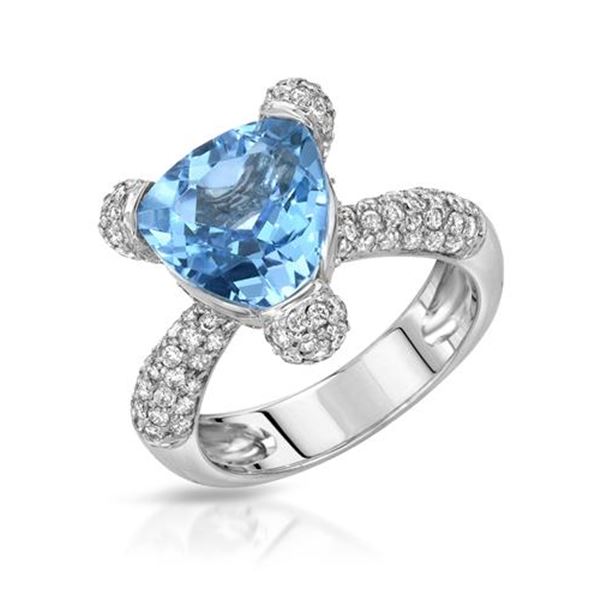 Natural 6.02 CTW Topaz & Diamond Ring W=13MM 14K Gold - REF-140R4K