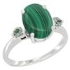 Image 1 : 2.99 CTW Malachite & Green Sapphire Ring 14K White Gold - REF-30X3M