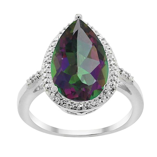 5.55 CTW Mystic Topaz & Diamond Ring 14K White Gold - REF-44Y9V