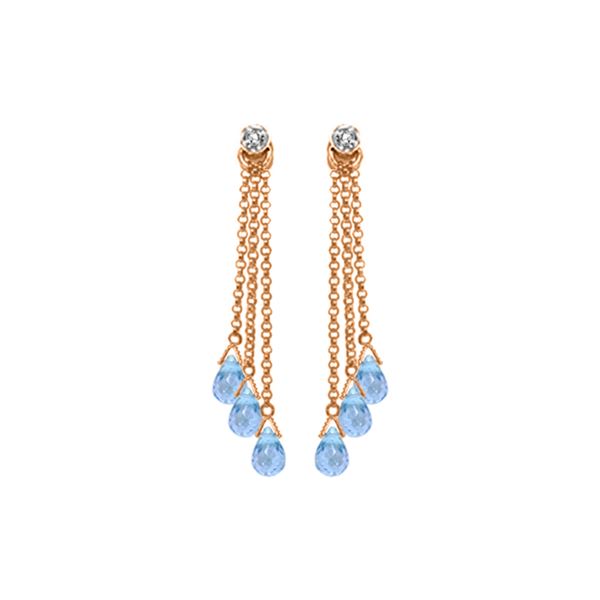 Genuine 10.53 ctw Blue Topaz & Diamond Earrings 14KT Rose Gold - REF-34V7W