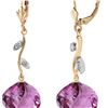 Image 1 : Genuine 21.52 ctw Amethyst & Diamond Earrings 14KT Yellow Gold - REF-60W4Y