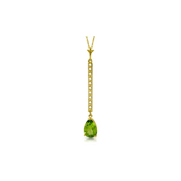 Genuine 1.80 ctw Peridot & Diamond Necklace 14KT Yellow Gold - REF-33P4H
