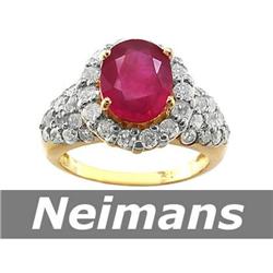 Vintage Certified 4.75 ct Ruby & Diamond Ring 14kt Gold