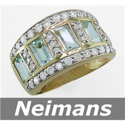 Gem Certified 3.50 ct Aquamarine & VS Diamond Ring 14K