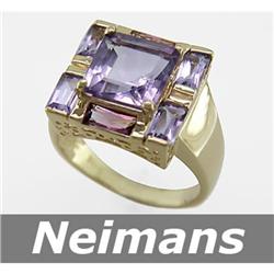 Certified 5.25 ct Amethyst & Pink Tourmaline Ring 14kt