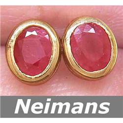 Certified 1.25 ct Ruby Stud Earrings 14kt Gold