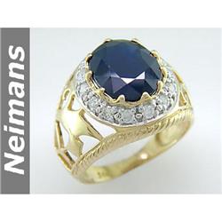 Men's Gents 6.50ct Certified Sapphire & VS Diamond Ring