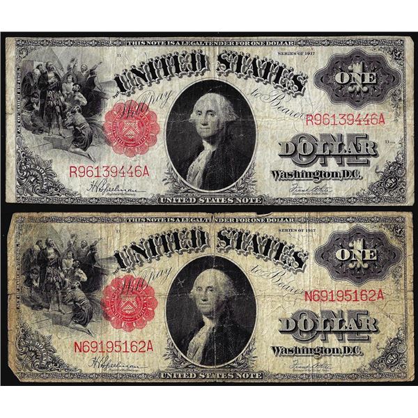 Lot of (2) 1917 $1 Legal Tender Notes
