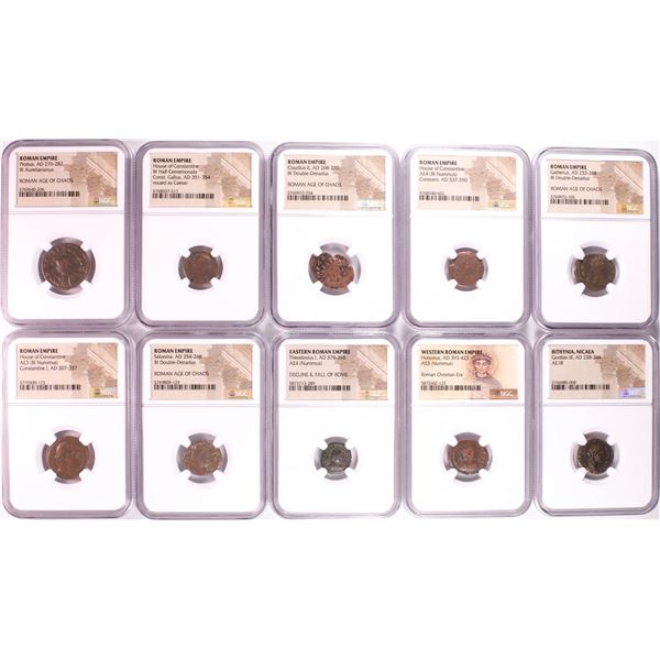 Lot of (10) Ancient Roman Empire Coins NGC Certified