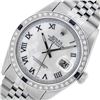 Image 3 : Rolex Men's Stainless Steel MOP Roman 36MM Diamond & Sapphire Datejust Wristwatch