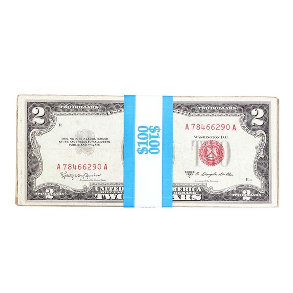 Lot of (50) 1953A/B/C $2 Legal Tender Notes