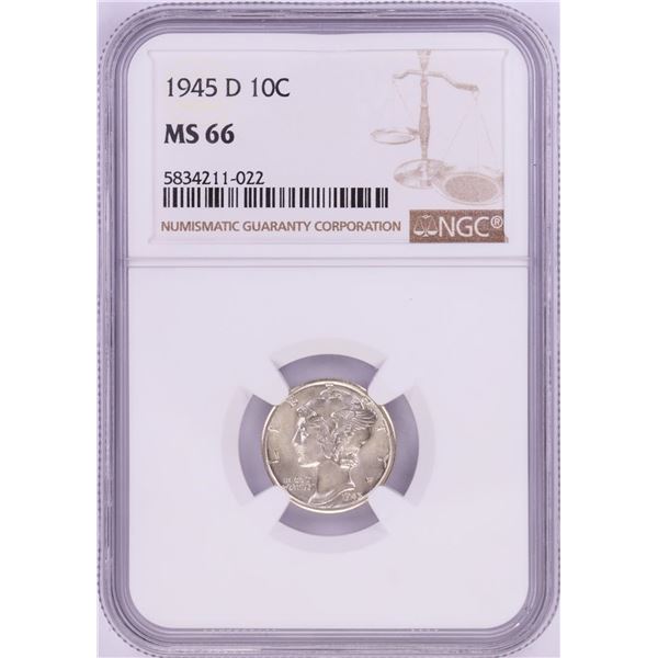 1945-D Mercury Dime Coin NGC MS66