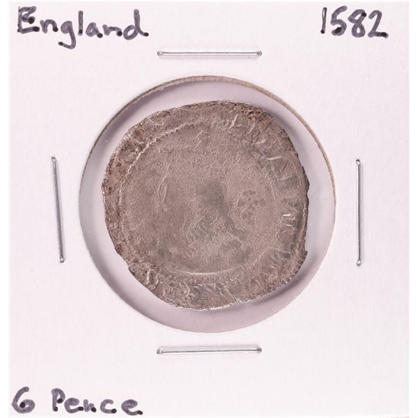 1582 England 6 Pence Silver Coin