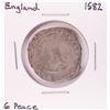 Image 1 : 1582 England 6 Pence Silver Coin