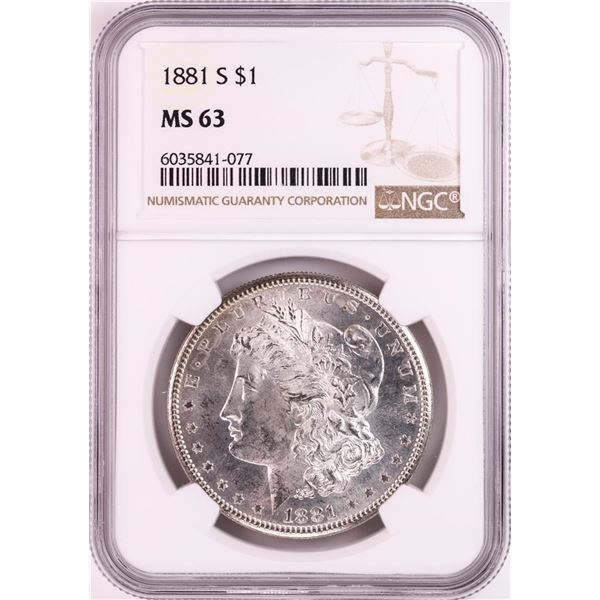 1881-S $1 Morgan Silver Dollar Coin NGC MS63 Great Toning