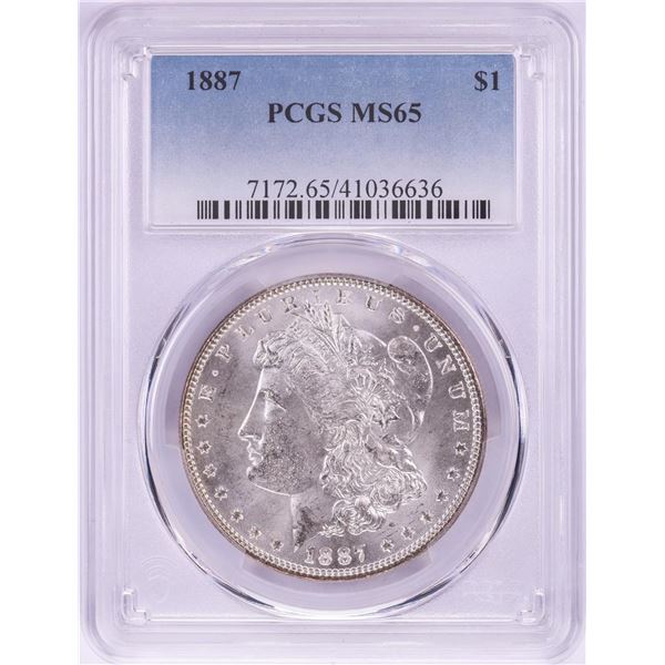 1887 $1 Morgan Silver Dollar Coin PCGS MS65