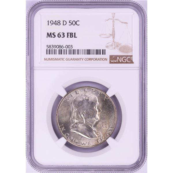 1948-D Franklin Half Dollar Coin NGC MS63FBL