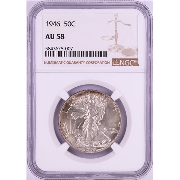 1946 Walking Liberty Half Dollar Coin NGC AU58