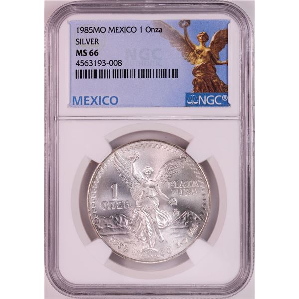 1985Mo Mexico 1 Onza Libertad Silver Coin NGC MS66