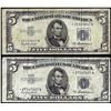 Image 1 : Lot of (2) 1953A $5 Silver Certificate STAR Notes